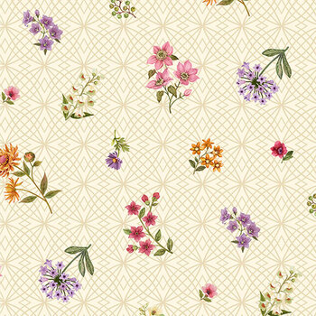 Botanica DP29505-12 Sm Tossed Floral Beige Multi by Northcott Fabrics