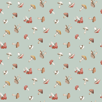 Hedgehog Hollow 29515-63 Mushroom Toss Wedgwood Multi by Deborah Edwards for Northcott Fabrics