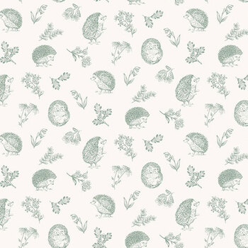 Hedgehog Hollow 29517-11 Hedgehog Toile Cream/Wedgwood by Deborah Edwards for Northcott Fabrics