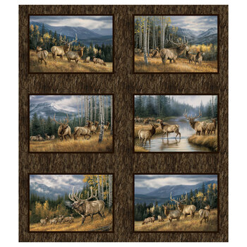 Highland Ridge DP29381-36 Blocks Brown Multi Panel by Deborah Edwards and Rosemary Millette for Northcott Fabrics