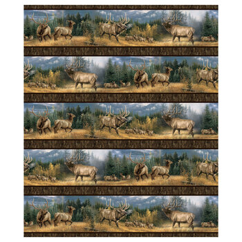 Highland Ridge DP29382-36 Border Stripe Brown Multi Panel by Deborah Edwards and Rosemary Millette for Northcott Fabrics