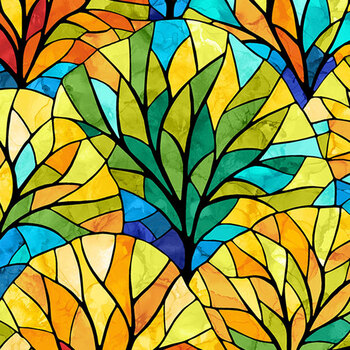 Tree of Life DP29453-54 Scallop Yellow Multi by Northcott Fabrics