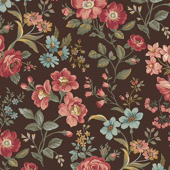 An American Tale 29590-36 Feature Floral Brown Multi by Deborah Edwards for Northcott Fabrics