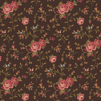 An American Tale 29591-36 Small Bouquet Brown Multi by Deborah Edwards for Northcott Fabrics