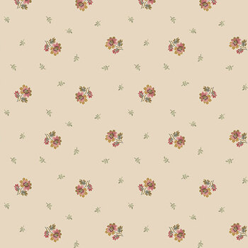 An American Tale 29594-12 Floral Spot Beige Multi by Deborah Edwards for Northcott Fabrics