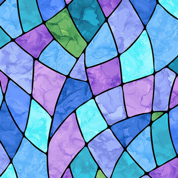 Blessings DP29353-44 Stained Glass Blue Multi by Deborah Edwards for Northcott Fabrics