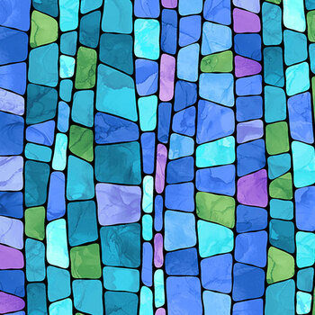 Blessings DP29354-44 Vertical Glass Blue Multi by Deborah Edwards for Northcott Fabrics
