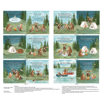 Happy Camper DP29441-68 Teal Multi Book Panel by Deborah Edwards for Northcott Fabrics