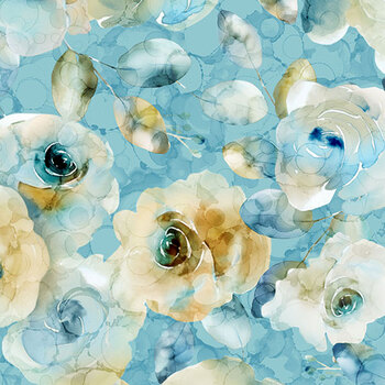 Bloomsbury DP29522-42 Floral Lt Blue Multi by Deborah Edwards and Melanie Samra for Northcott Fabrics