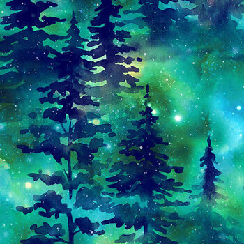 Dancing Lights DP29395-66 Trees Teal Multi by Northcott Fabrics