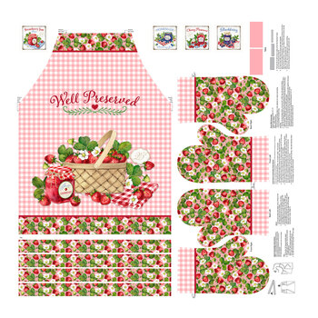 Well Preserved C29303-10 White Multi Apron Panel by Deborah Edwards and Kathryn Christensen for Northcott Fabrics