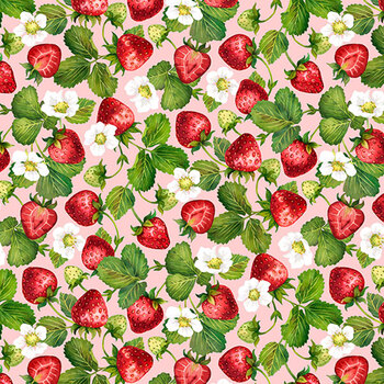 Well Preserved DP29294-21 Strawberries Pink Multi by Deborah Edwards and Kathryn Christensen for Northcott Fabrics