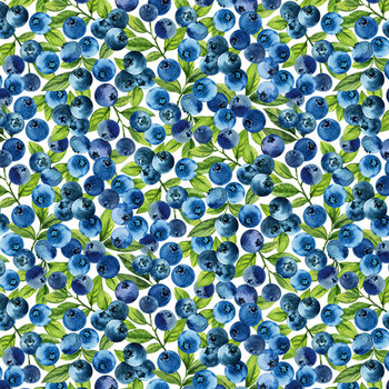 Well Preserved DP29299-10 Packed Blueberries White Multi by Deborah Edwards and Kathryn Christensen for Northcott Fabrics