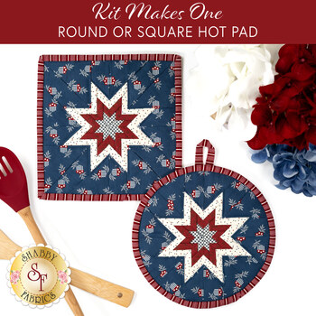  Folded Star Hot Pad Kit - American Gatherings III - Round OR Square - Blue