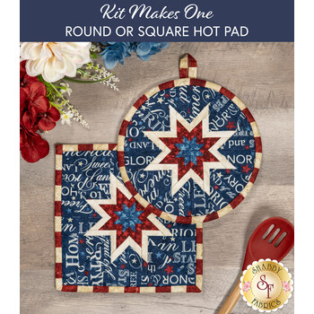  Folded Star Hot Pad Kit - Stars & Stripes 14 - Round OR Square - Words