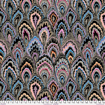 Kaffe Fassett Collective PWGP207.BLACK Marble Scallops - Black by FreeSpirit Fabrics