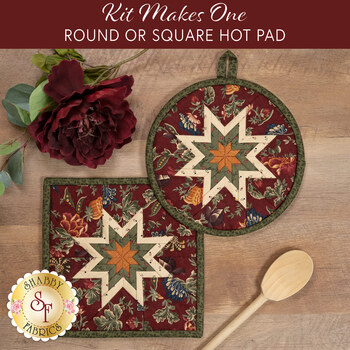  Folded Star Hot Pad Kit - Quail Run - Round OR Square - Red