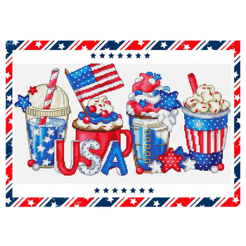 Independence Day Coffees Cross Stitch Pattern