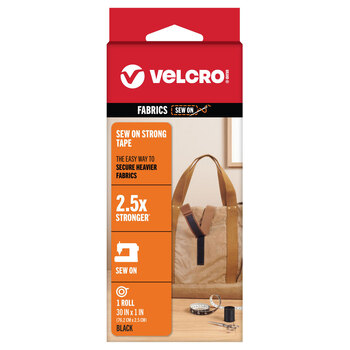 Velcro Sew on Strong Tape Black - 1" x 30"