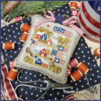 Patriotic Tiny Village Cross Stitch Pattern
