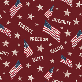 Valor Is Never Forgotten C18880-RED by Tara Reed for Riley Blake Designs