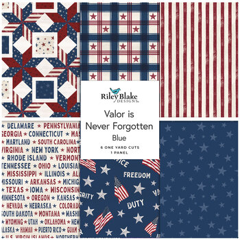 Valor Is Never Forgotten  One Yard Bundle Blue by Tara Reed for Riley Blake Designs