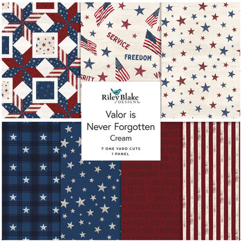 Valor Is Never Forgotten  One Yard Bundle Cream by Tara Reed for Riley Blake Designs