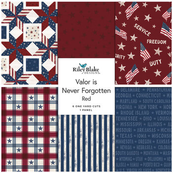 Valor Is Never Forgotten  One Yard Bundle Red by Tara Reed for Riley Blake Designs