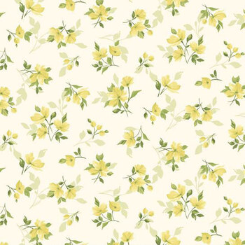 Buttercup & Blues R022035D Tossed Floral Yellow by Monika Zhu for Marcus Fabrics