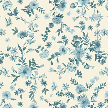 Buttercup & Blues R022036D Viney Floral Sky by Monika Zhu for Marcus Fabrics