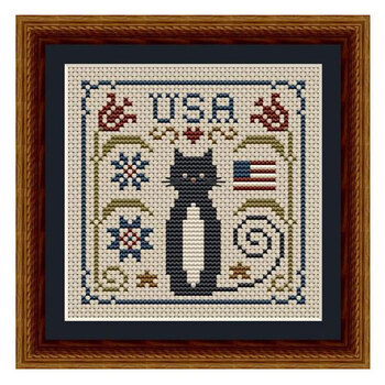 Patriotic USA Cat Cross Stitch Pattern