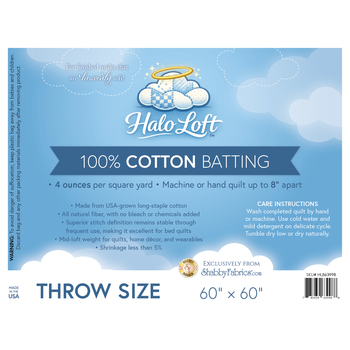 Cotton Throw Size Batting by Halo Loft