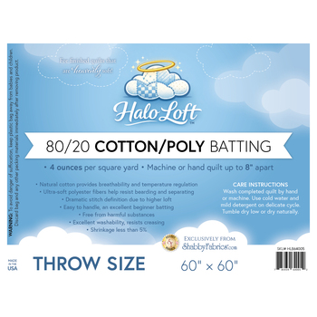 80/20 Cotton/Poly Throw Size Batting by Halo Loft