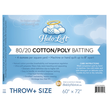 80/20 Cotton/Poly Throw Plus Size Batting by Halo Loft