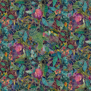 Mosaic Bee FLEUR-CD4526 Packed Mosaic Floral Jewel by Timeless Treasures Fabrics