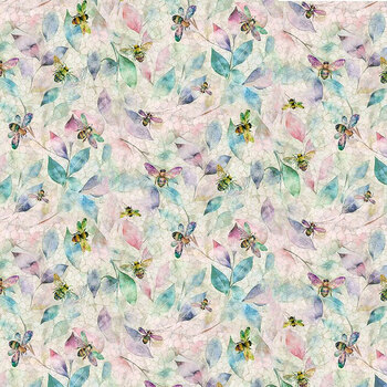 Mosaic Bee FLEUR-CD4527 Bee On Mosaic Leaves Ecru by Timeless Treasures Fabrics