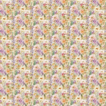 Mosaic Bee FLEUR-CD4528 Packed Mini Floral Garden by Timeless Treasures Fabrics