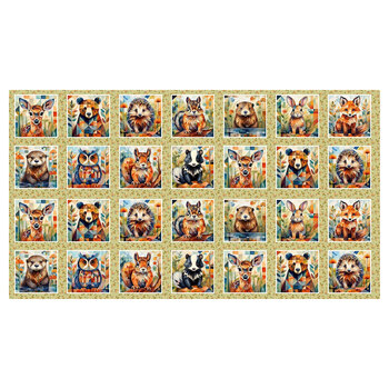 Woodland Animals 2QFA-1 Small Squares Multi Panel by Quiltberry Farm for In The Beginning Fabrics