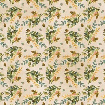 Woodland Animals 6QFA-1 Acorns Beige by Quiltberry Farm for In The Beginning Fabrics