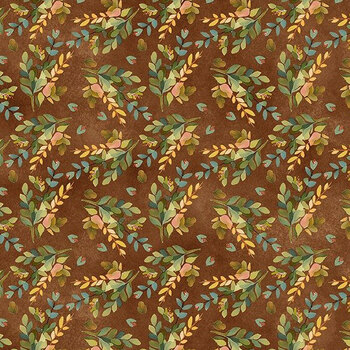 Woodland Animals 6QFA-2 Acorns Brown by Quiltberry Farm for In The Beginning Fabrics