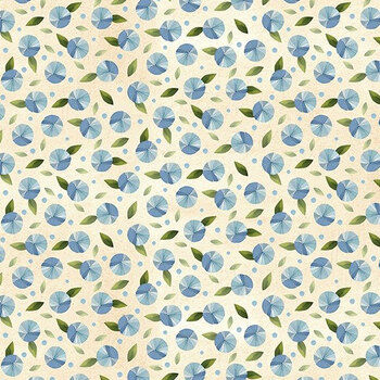 Woodland Animals 7QFA-2 Flowers Blue by Quiltberry Farm for In The Beginning Fabrics