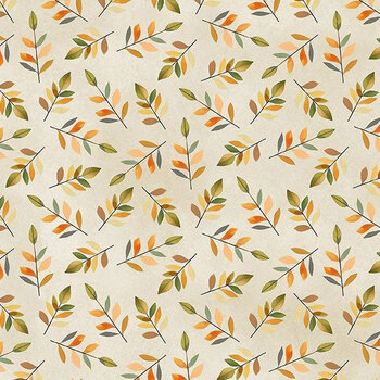 Woodland Animals 8QFA-1 Stems Ecru by Quiltberry Farm for In The Beginning Fabrics