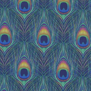 Peacock in the Garden 21251301-01 Peacock Feathers by Peggy Collins for Camelot Fabrics