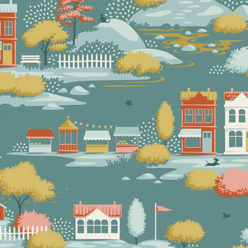 Village Life TIL110180 Village Teal by Tone Finnanger for Tilda