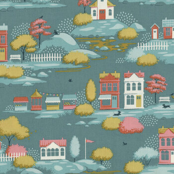 Village Life TIL110180 Village Teal by Tone Finnanger for Tilda