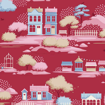 Village Life TIL110186 Village Burgundy by Tone Finnanger for Tilda