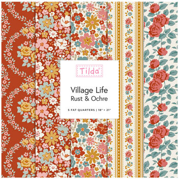 Village Life  Fat Quarter Bundle Rust/Ochre Tone Finnanger for Tilda