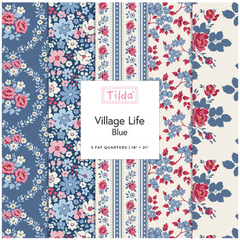 Village Life  Fat Quarter Bundle Blue Tone Finnanger for Tilda