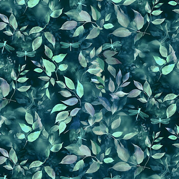 Gossamer FLEUR-CD4476 Dragonflies & Leaves Hunter by Timeless Treasures Fabrics