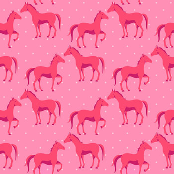 Go Cowgirl! 3GC-1 Horses Pink by In The Beginning Fabrics